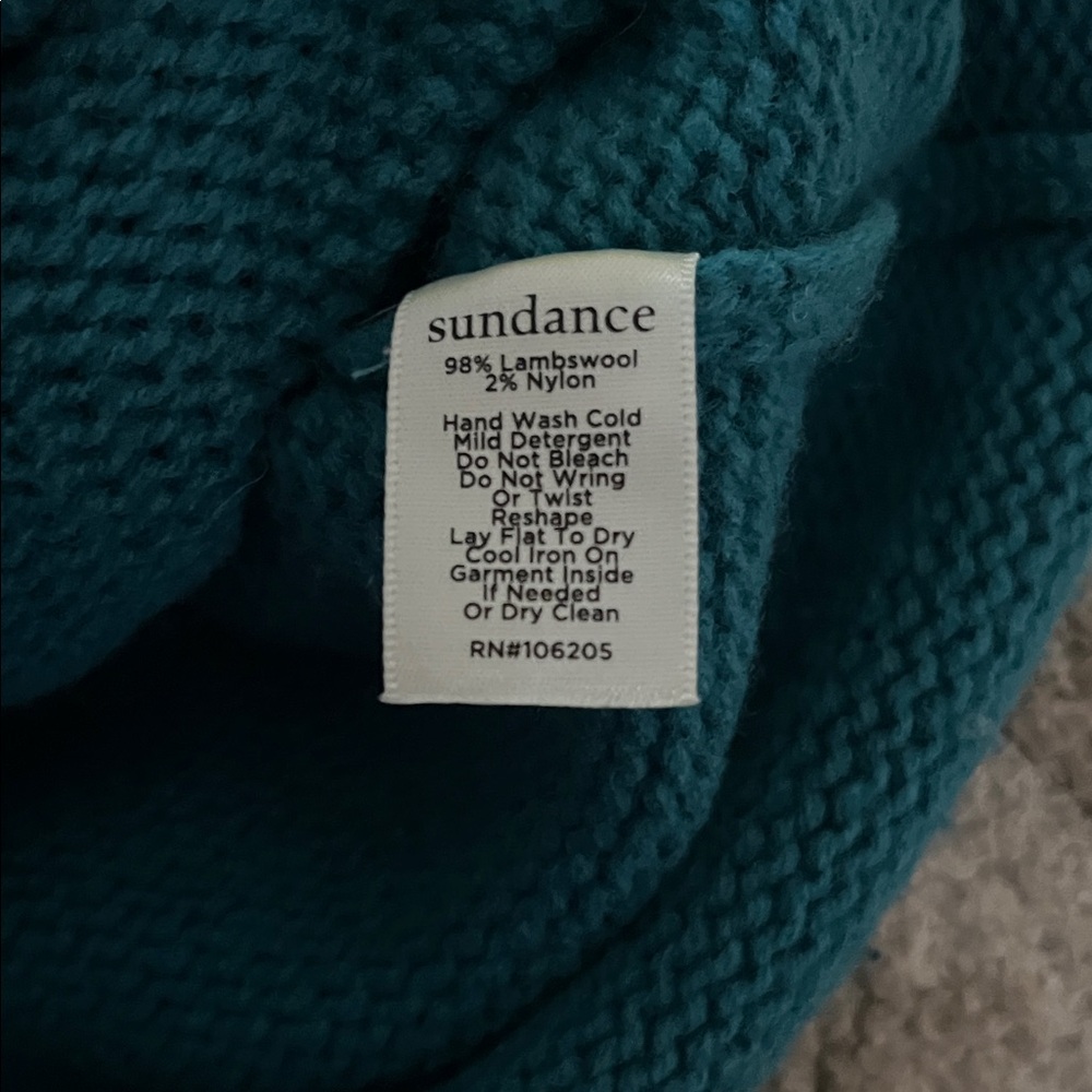 Sundance Teal Fair Isle Lambswool Crewneck Button Up Cardigan XL - Picture 5 of 10